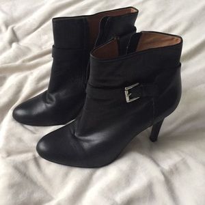 Coach black leather heel boots booties